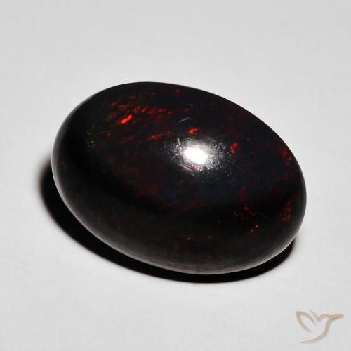 Opale noire Multicolore naturelle ovale, 4.32 ct, Opaque