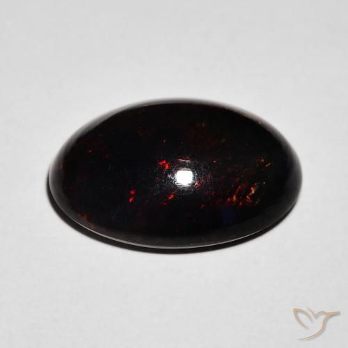 Opale noire Multicolore naturelle ovale, 4.32 ct, Opaque