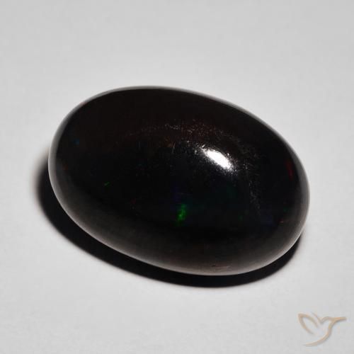 Opale noire Multicolore naturelle ovale, 8.82 ct, Opaque