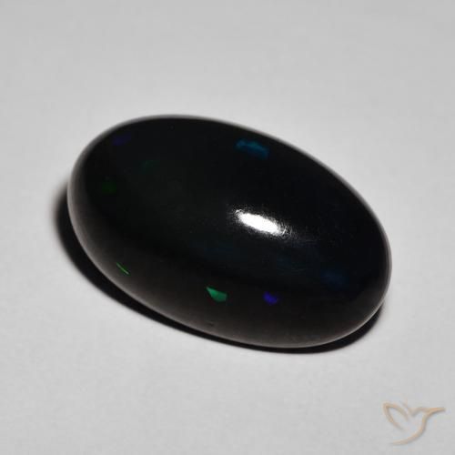 Opale noire Multicolore naturelle ovale, 8.74 ct, Opaque