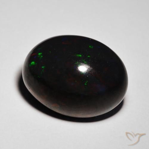 Opale noire Multicolore naturelle ovale, 8.55 ct, Opaque