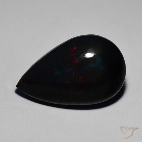 Opale noire Multicolore naturelle En forme de poire, 5.95 ct, Translucide