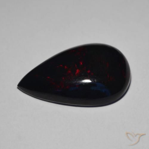 Opale noire Multicolore naturelle En forme de poire, 5.95 ct, Translucide