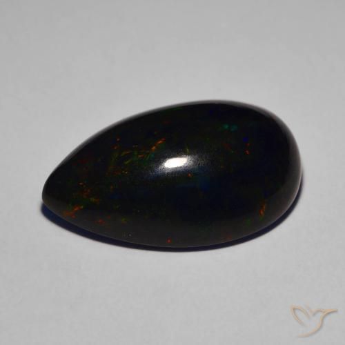 Opale noire Multicolore naturelle En forme de poire, 7.64 ct, Translucide