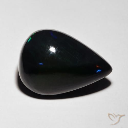 Opale noire Multicolore naturelle En forme de poire, 4.80 ct, Translucide
