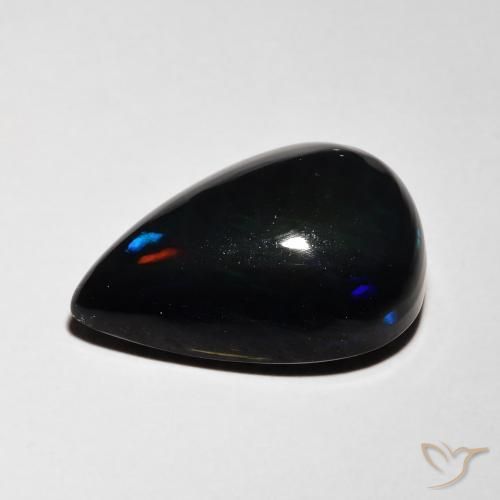 Opale noire Multicolore naturelle En forme de poire, 4.80 ct, Translucide