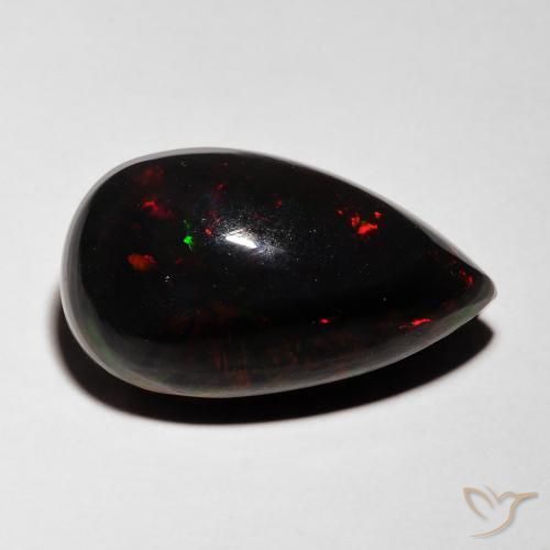 Opale noire Multicolore naturelle En forme de poire, 5.96 ct, Translucide