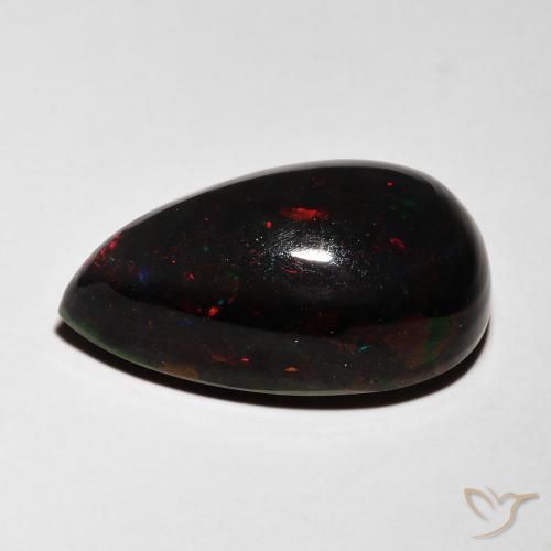 Opale noire Multicolore naturelle En forme de poire, 5.96 ct, Translucide