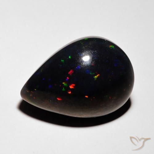 5.36ct Naturel Multicolore Opale noire, En forme de poire, Opaque