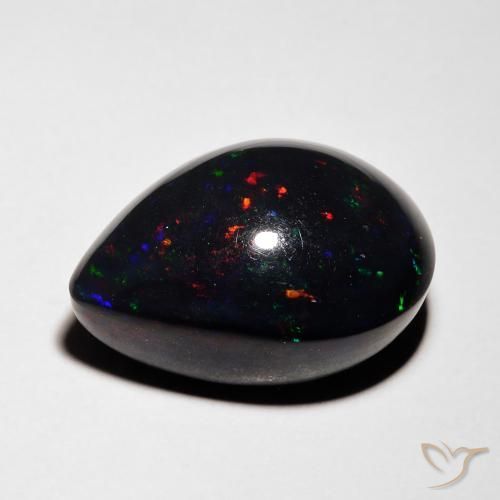 Opale noire Multicolore naturelle En forme de poire, 5.36 ct, Opaque