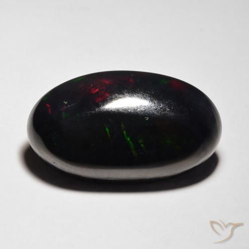 Opale noire Multicolore naturelle ovale, 7.14 ct, Translucide