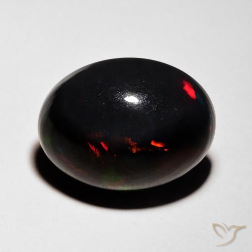 5.76ct Naturel Multicolore Opale noire, ovale, Translucide