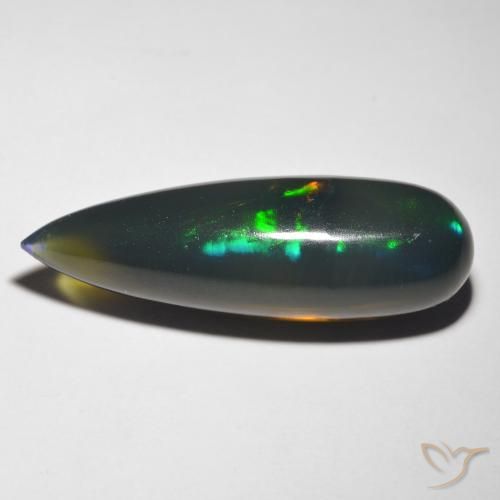 10.85ct Naturel Multicolore Opale noire, En forme de poire, Translucide