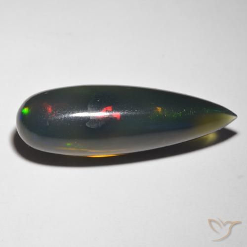 Opale noire Multicolore naturelle En forme de poire, 10.85 ct, Translucide