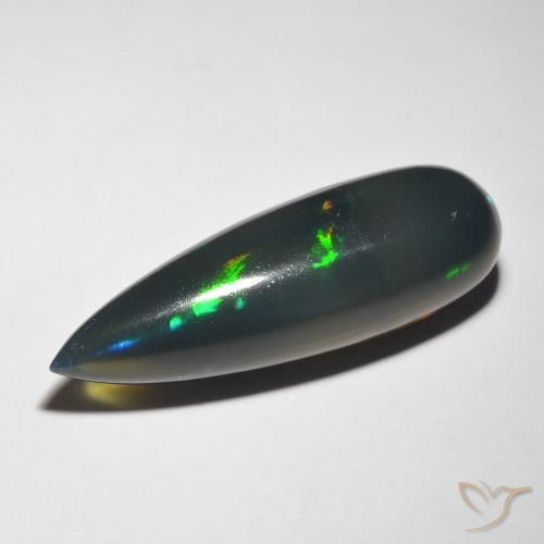 Opale noire Multicolore naturelle En forme de poire, 10.85 ct, Translucide
