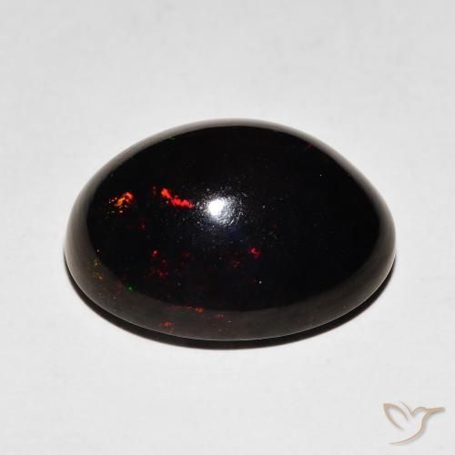 Opale noire Multicolore naturelle ovale, 5.92 ct, Opaque