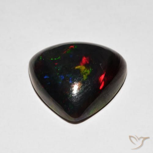 Opale noire Multicolore naturelle Trillion, 4.06 ct, Opaque