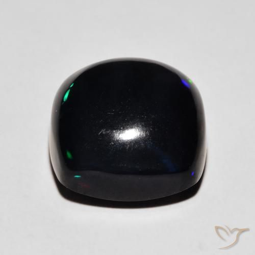 Opale noire Multicolore naturelle Coussin, 5.36 ct, Opaque