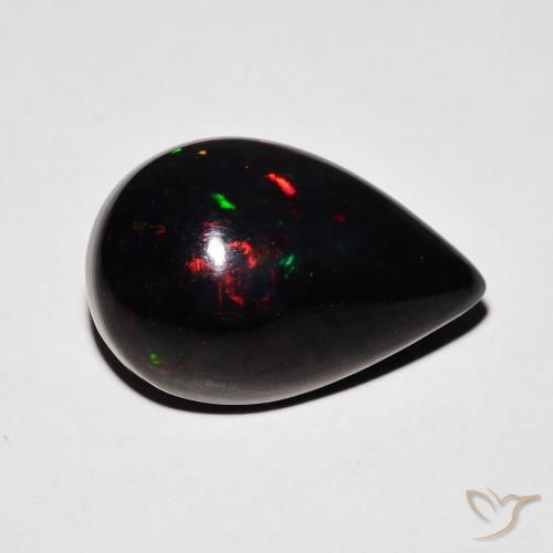 Opale noire Multicolore naturelle En forme de poire, 5.87 ct, Opaque