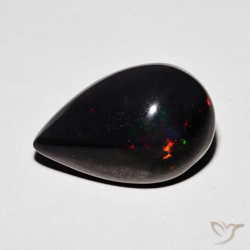Opale noire Multicolore naturelle En forme de poire, 5.87 ct, Opaque