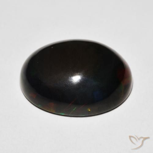 Opale noire Multicolore naturelle ovale, 7.64 ct, Opaque