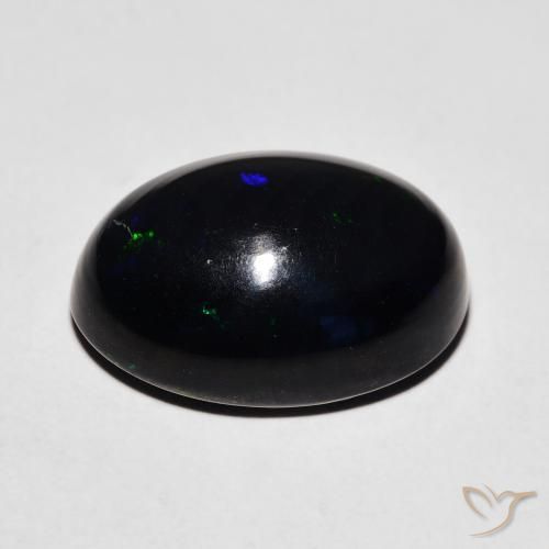 Opale noire Multicolore naturelle ovale, 5.51 ct, Opaque