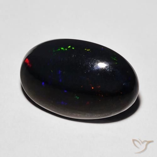 Opale noire Multicolore naturelle ovale, 4.61 ct, Opaque