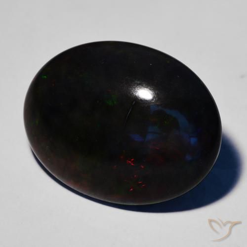 Opale noire Multicolore naturelle ovale, 17.25 ct, Opaque