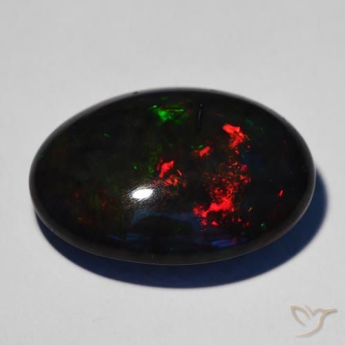 Opale noire Multicolore naturelle ovale, 17.25 ct, Opaque
