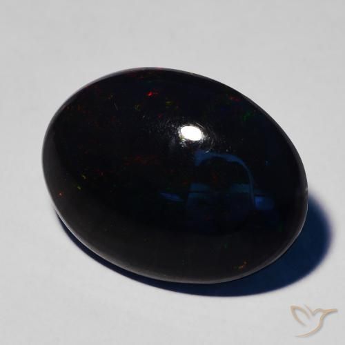 Opale noire Multicolore naturelle ovale, 4.59 ct, Opaque