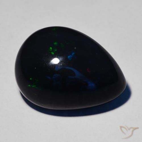 8.39ct Naturel Multicolore Opale noire, En forme de poire, Opaque