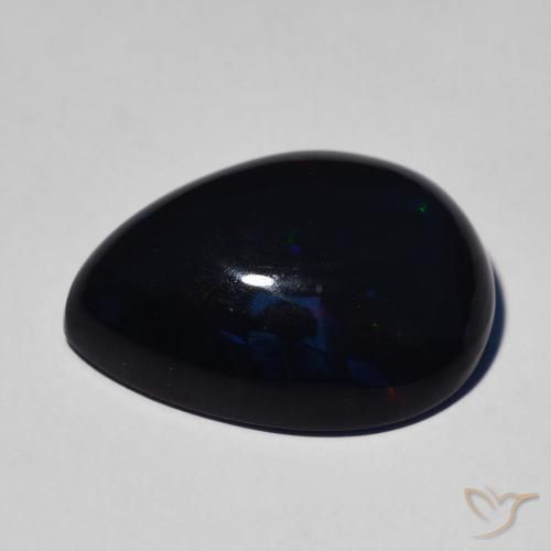Opale noire Multicolore naturelle En forme de poire, 8.39 ct, Opaque