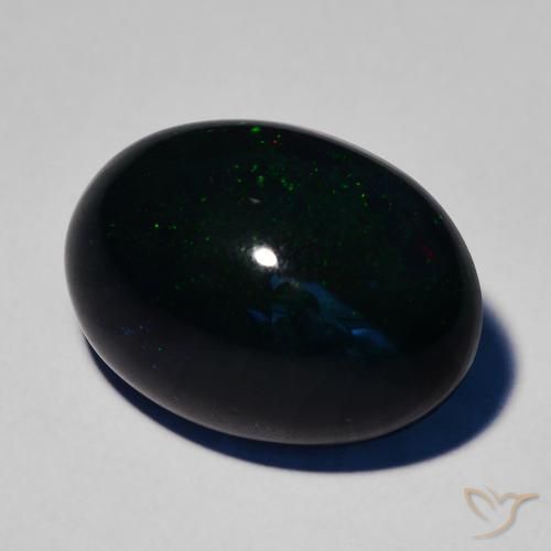Opale noire Multicolore naturelle ovale, 7.32 ct, Opaque