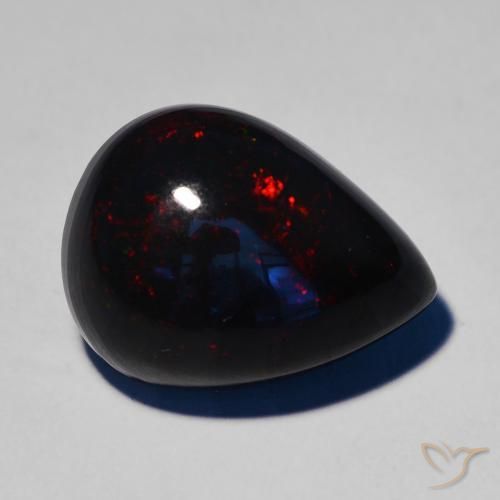 7.51ct Naturel Multicolore Opale noire, En forme de poire, Opaque