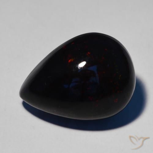 Opale noire Multicolore naturelle En forme de poire, 7.51 ct, Opaque