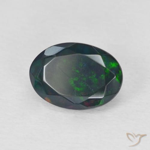 Opale noire Multicolore naturelle ovale, 1.40 ct, Translucide