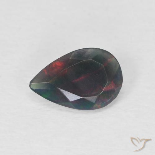 0.60ct Naturel Multicolore Opale noire, En forme de poire, Translucide