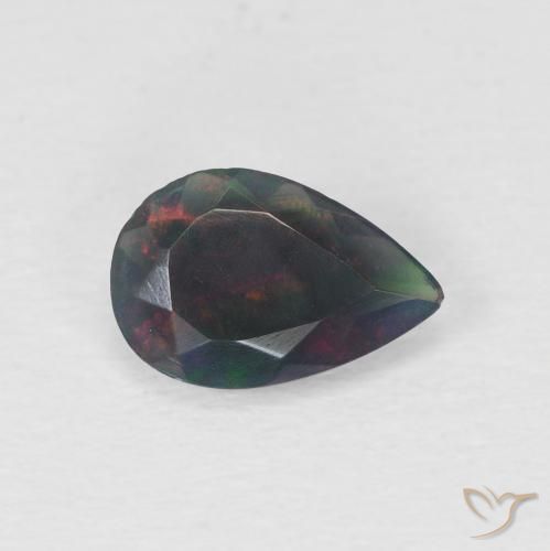 Opale noire Multicolore naturelle En forme de poire, 0.60 ct, Translucide