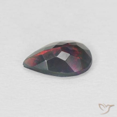 Opale noire Multicolore naturelle En forme de poire, 0.60 ct, Translucide