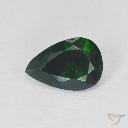0.83ct Naturel Multicolore Opale noire, En forme de poire, Translucide