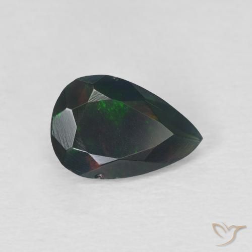 Opale noire Multicolore naturelle En forme de poire, 0.83 ct, Translucide
