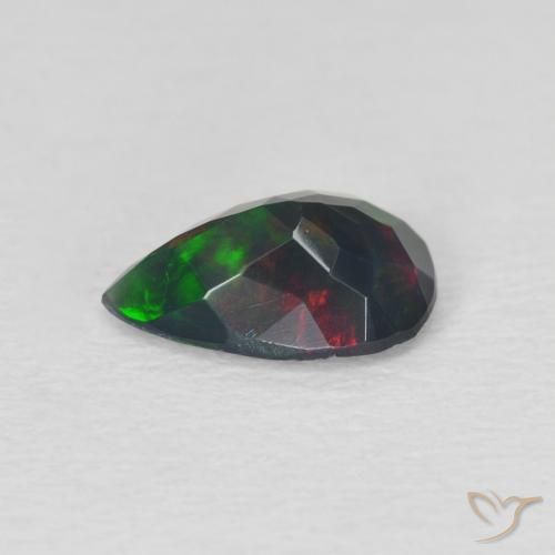 Opale noire Multicolore naturelle En forme de poire, 0.83 ct, Translucide