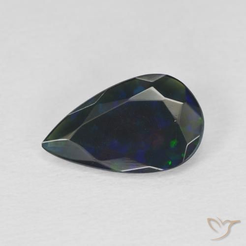 1.22ct Naturel Multicolore Opale noire, En forme de poire, Translucide