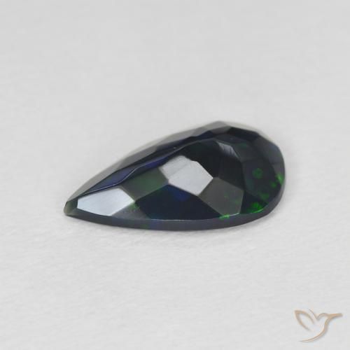 Opale noire Multicolore naturelle En forme de poire, 1.22 ct, Translucide