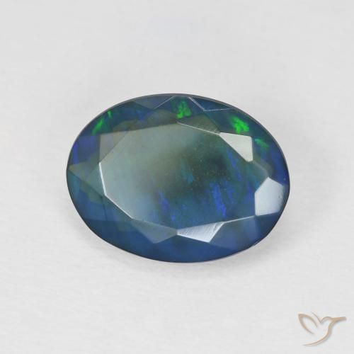 Opale noire Multicolore naturelle ovale, 2.84 ct, Translucide