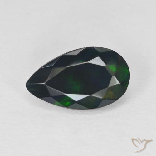 Opale noire Multicolore naturelle En forme de poire, 2.25 ct, Translucide