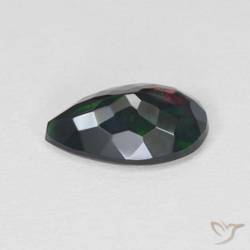 Opale noire Multicolore naturelle En forme de poire, 2.25 ct, Translucide