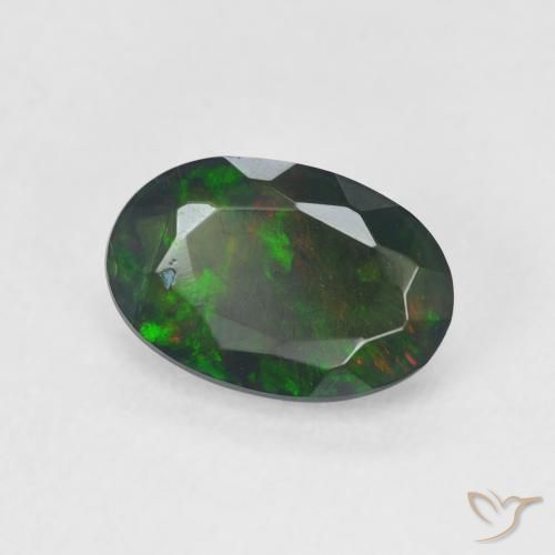 Opale noire Multicolore naturelle ovale, 1.08 ct, Translucide