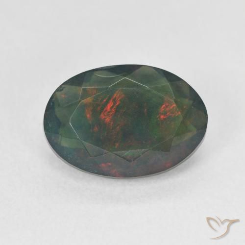 1.77ct Naturel Multicolore Opale noire, ovale, Translucide