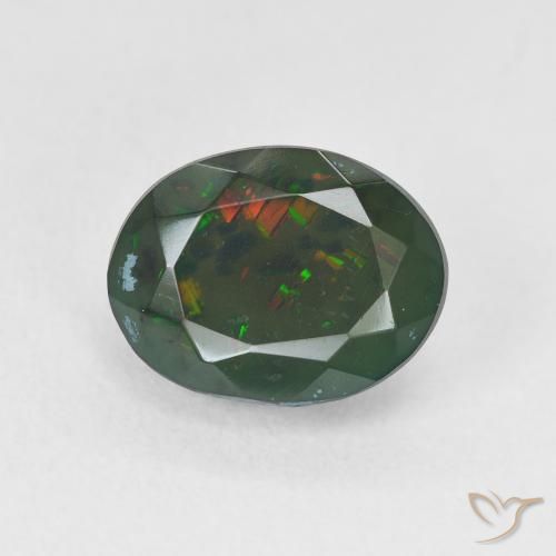 1.79ct Naturel Multicolore Opale noire, ovale, Translucide